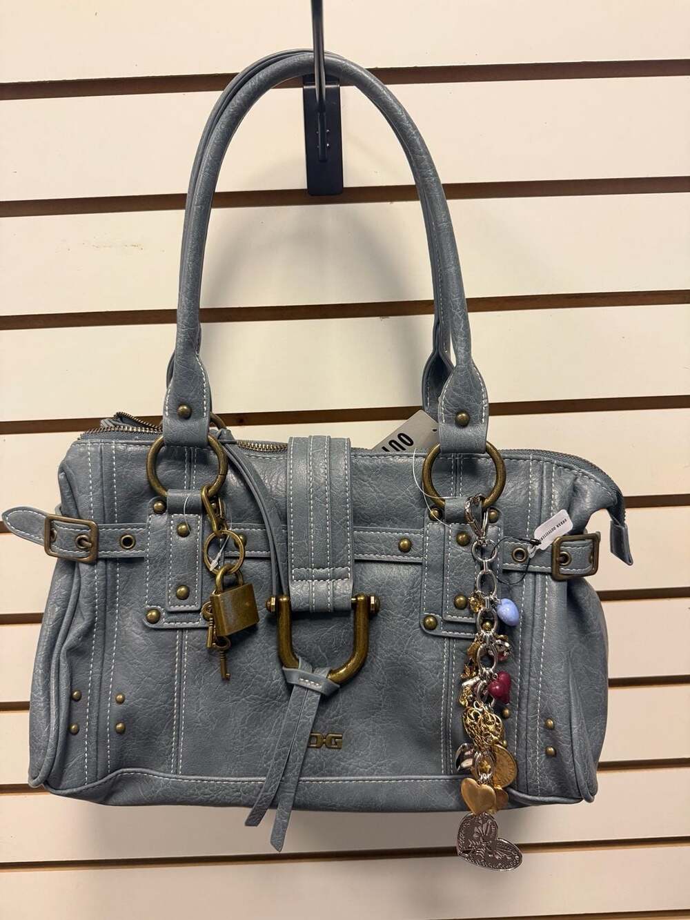 BDG Karlie Lock Shoulder Bag in Blue with Charm NWT - Picture 2 of 8